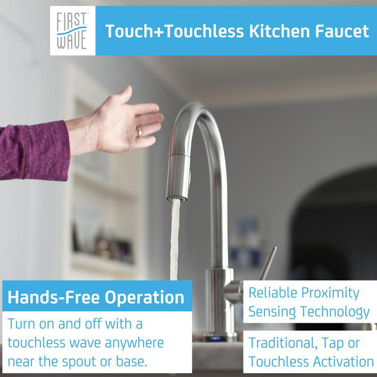 Visual showing hands free touchless faucet operation