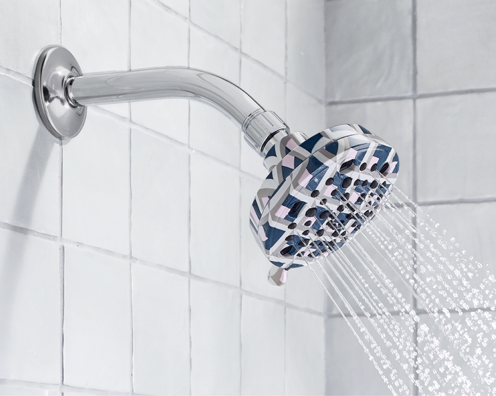 Gridded Geo colored shower head