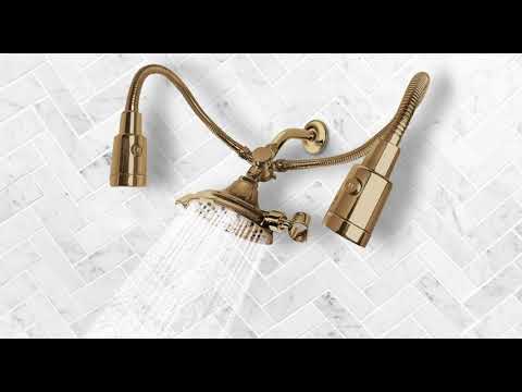 Video (no audio) showing how the Embody: Omni-Angle Water Massage Gold Shower Head works